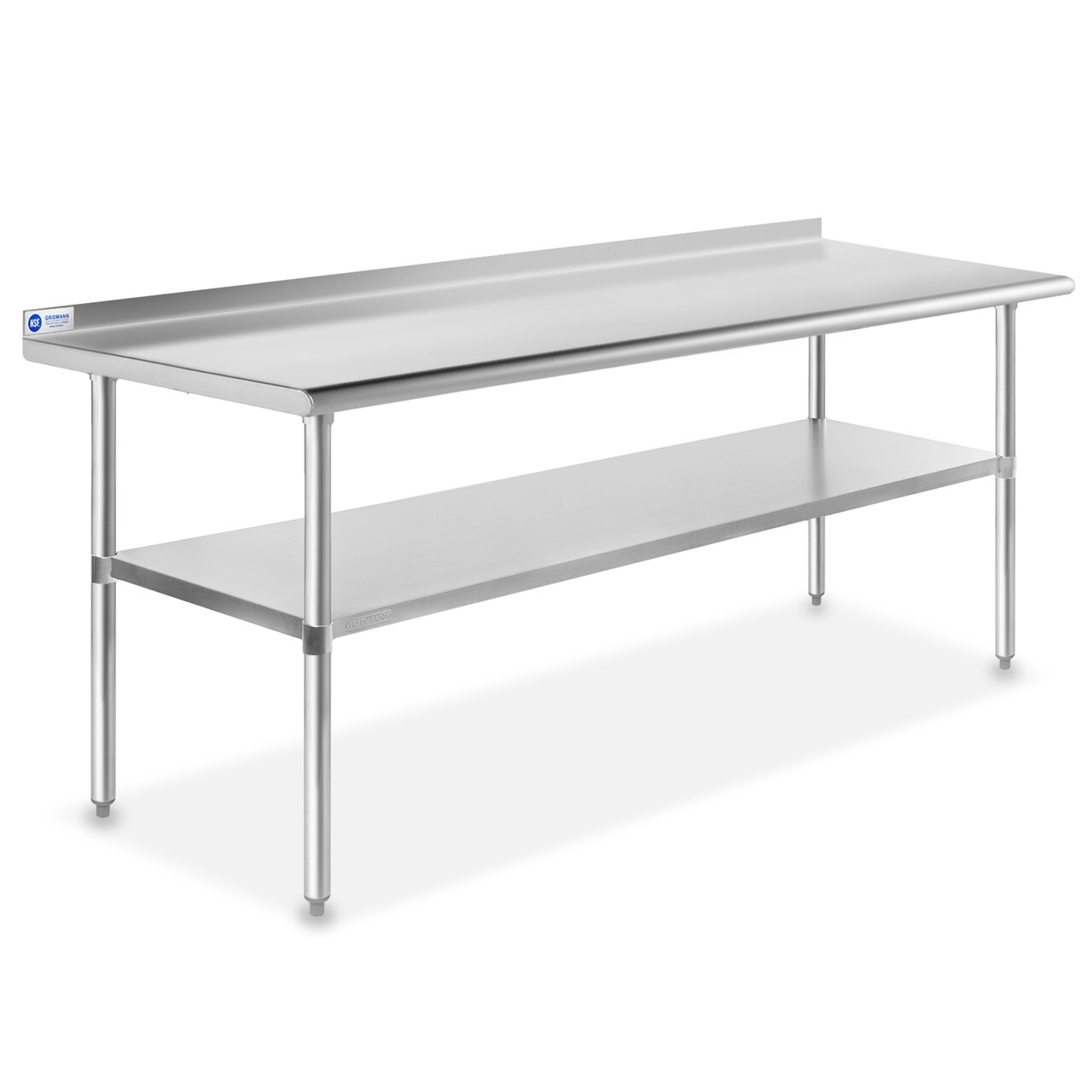 GRIDMANN Stainless Steel Kitchen Prep Table with Backsplash & Under Shelf, NSF Commercial Work Table for Restaurant and Home